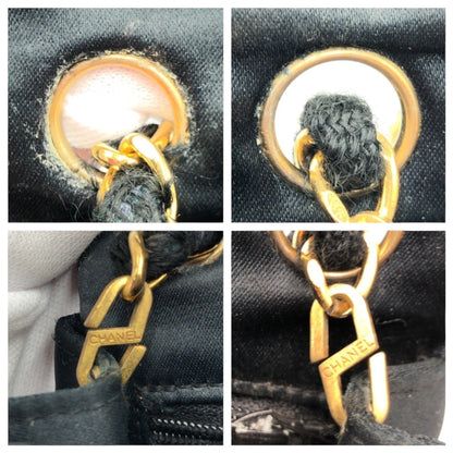 Vintage Chanel Mini Matelasse Coco Mark Turnlock Black Satin Crossbody Shoulder Bag