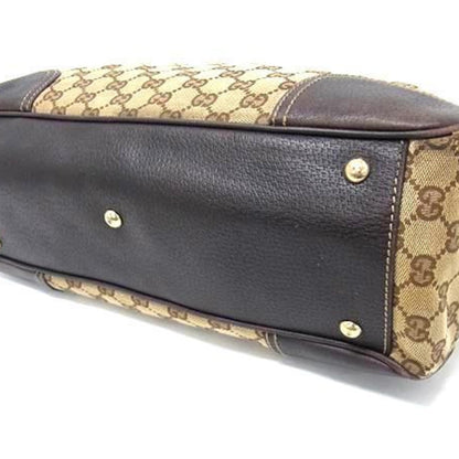 Gucci Sherry Line Princess Tote Bag 177052 In Beige And Brown Gg Canvas Leather
