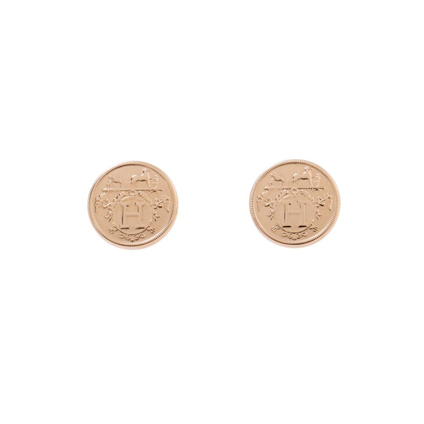 Hermes Ex Libris Earrings 18Kpg Hermes