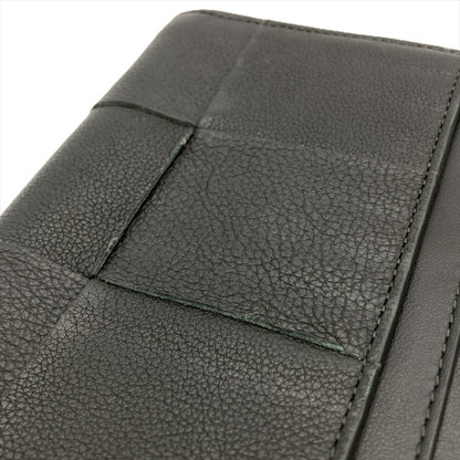 Bottega Veneta Maxi Intrecciato Long Wallet Leather Black Bi-Fold Billfold Itlquedc73Eo