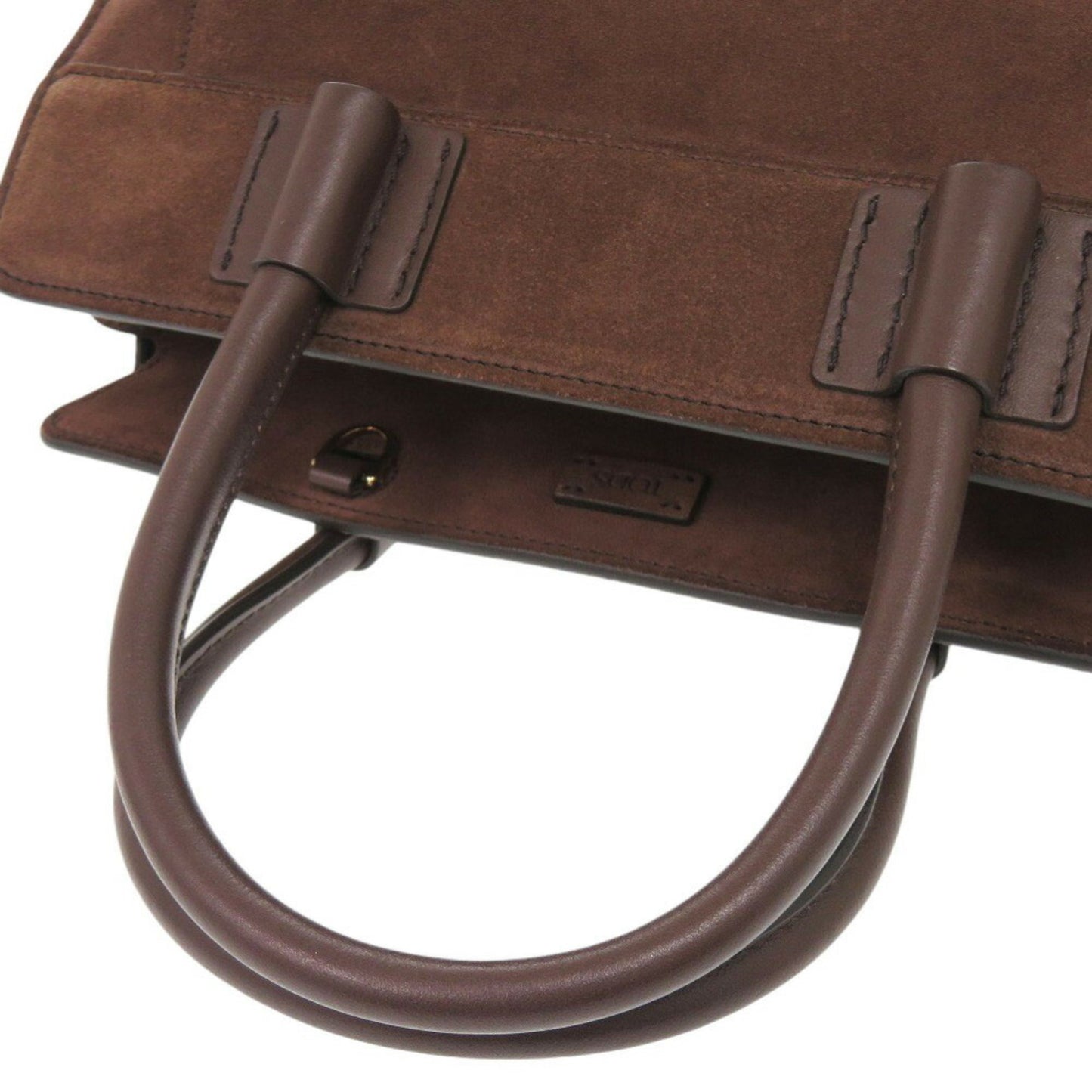 Tod'S Double T Suede Leather Brown Handbag Shoulder Bag 1307Tod'S