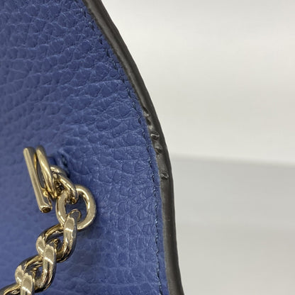 Gucci Interlocking G Shoulder Wallet 510314 Leather Blue Champagne