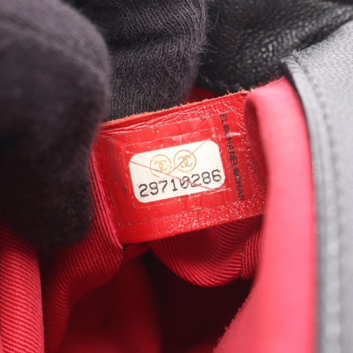 Chanel Chevron V-Stitch Top Handle Shoulder Bag Leather