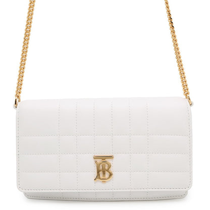 Burberry Chain Shoulder Bag Rolla Clutch Leather 8066176 Burberry White