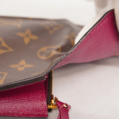 Louis Vuitton Monogram Porte Monnaie Wallet/Coin Case M41939 Brown Fuchsia