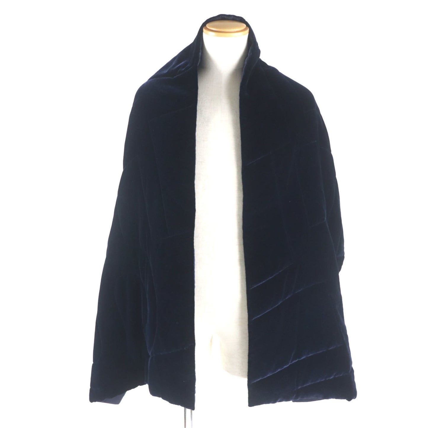 Hermes 100% Silk H Motif Velour Logo Quilted Padded Large Scarf Blanket Shawl Navy Made In France