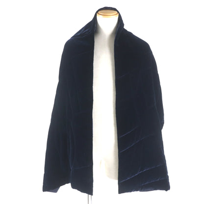 Hermes 100% Silk H Motif Velour Logo Quilted Padded Large Scarf Blanket Shawl Navy Made In France
