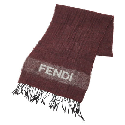 Fendi Logo Scarf In Wine Red