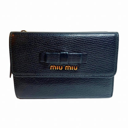 Miu Miu Miu 5Ml014 Black Ribbon Tri-Fold Wallet
