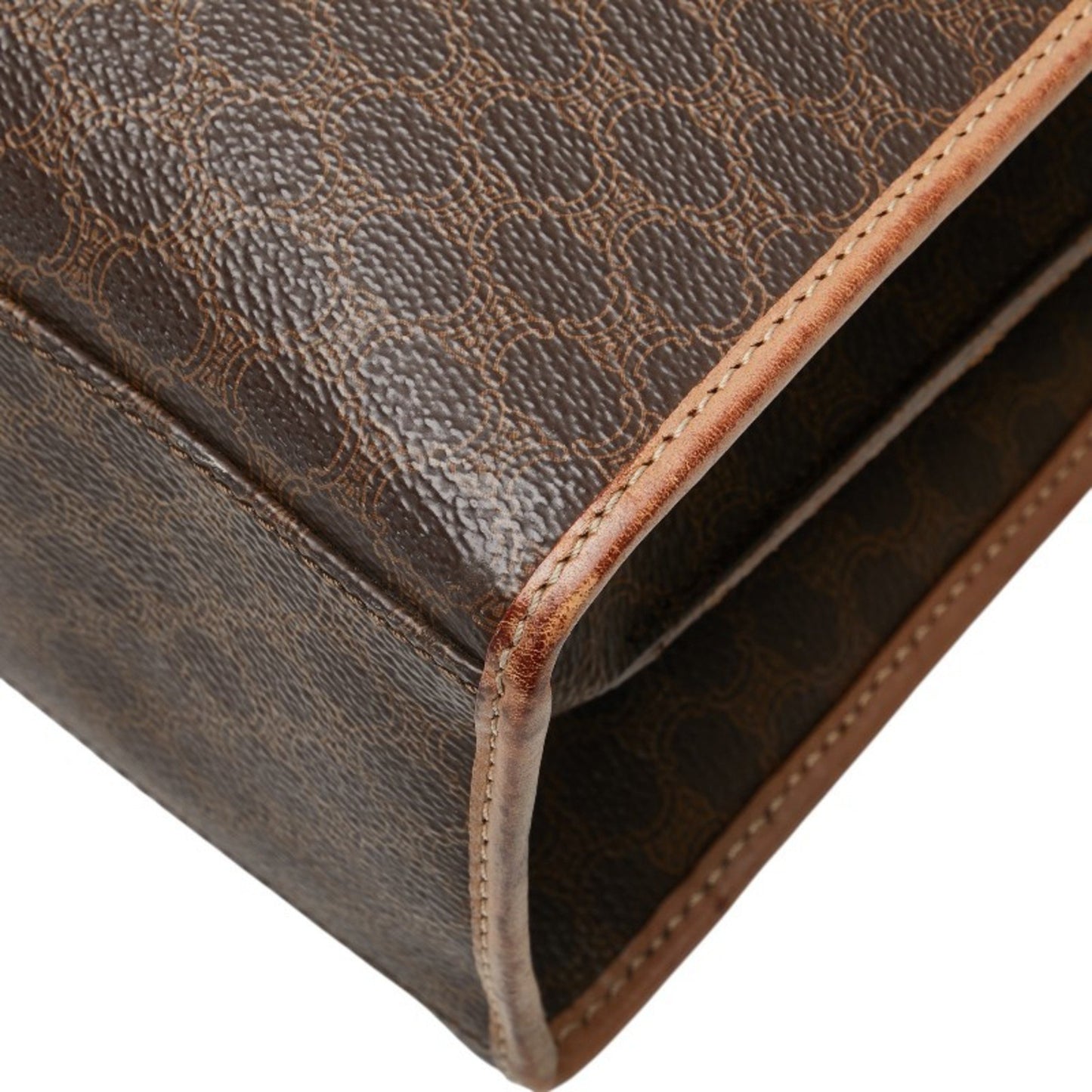 Celine Macadam Handbag In Brown Leather