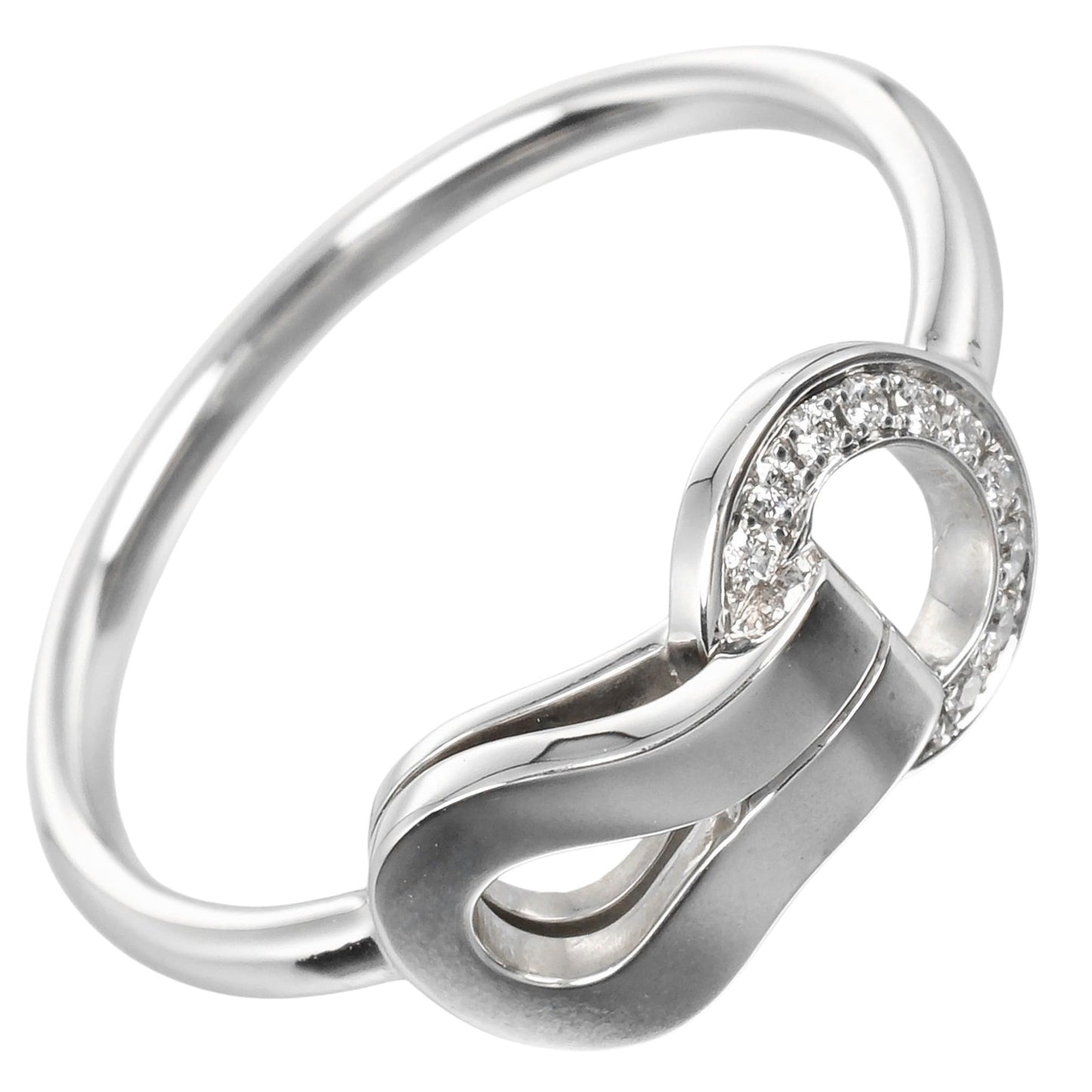 Cartier Agraffe Size 9 Ring In 18K White Gold With Diamonds