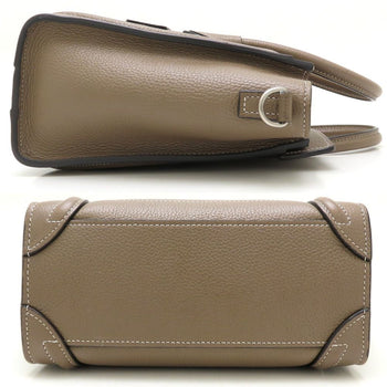 Celine Luggage Nano Shopper 189243Dru.09So 2Way Handbag Leather Sliver Greige 352527