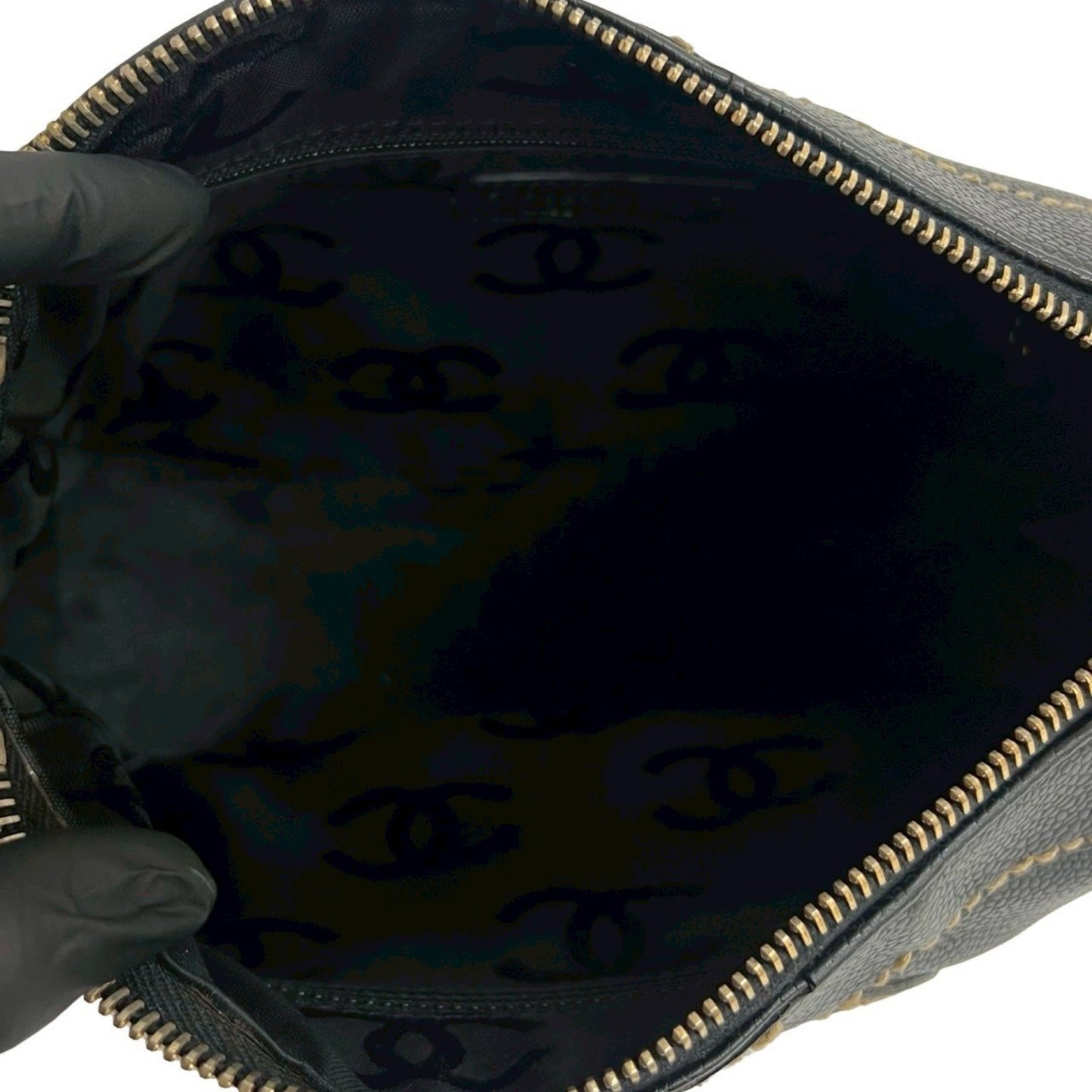 Chanel Double-Face Coco Mark Stitched Caviar Leather Handbag