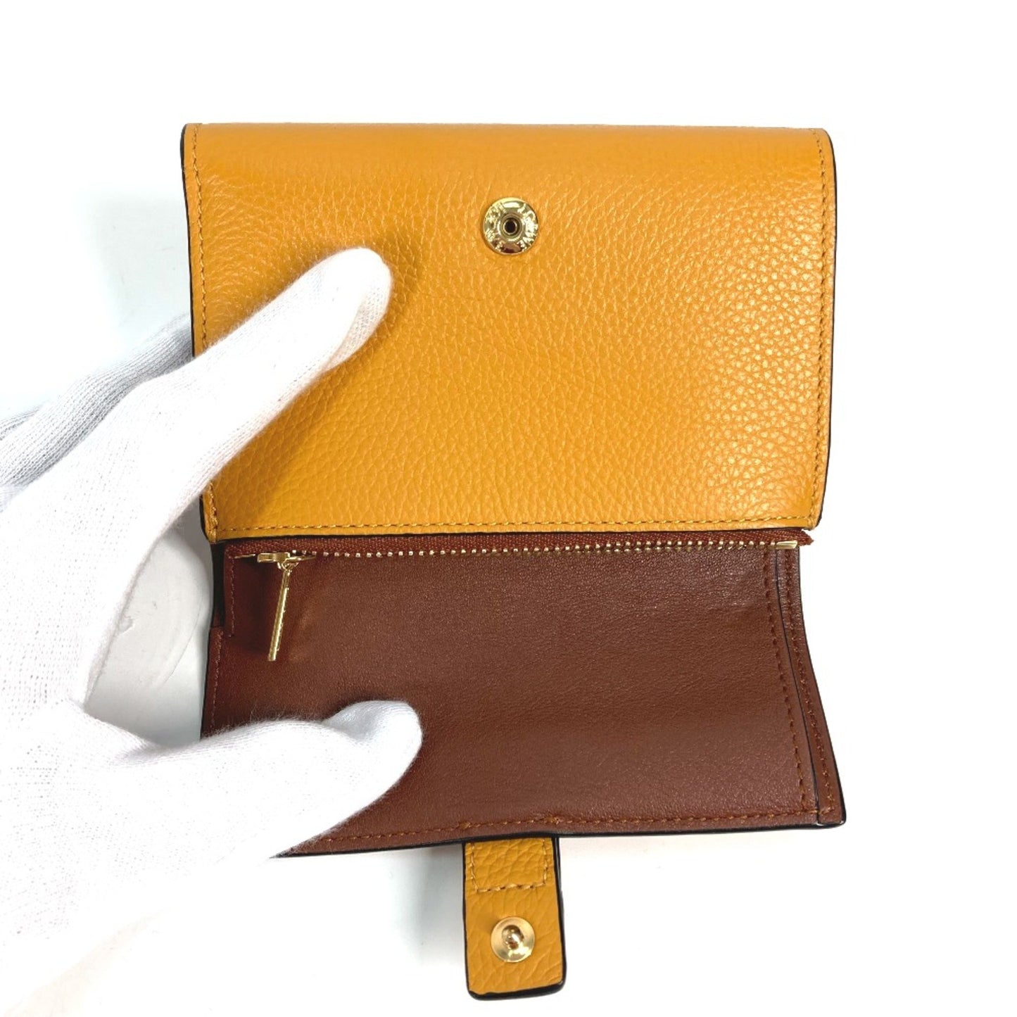 Loewe Compact Wallet Trifold Wallet Yellow Brown