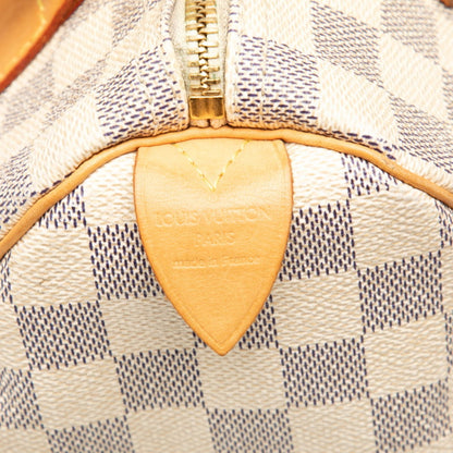 Louis Vuitton Damier Azur Speedy 25 Handbag/Mini Boston Bag N41371 White Leather