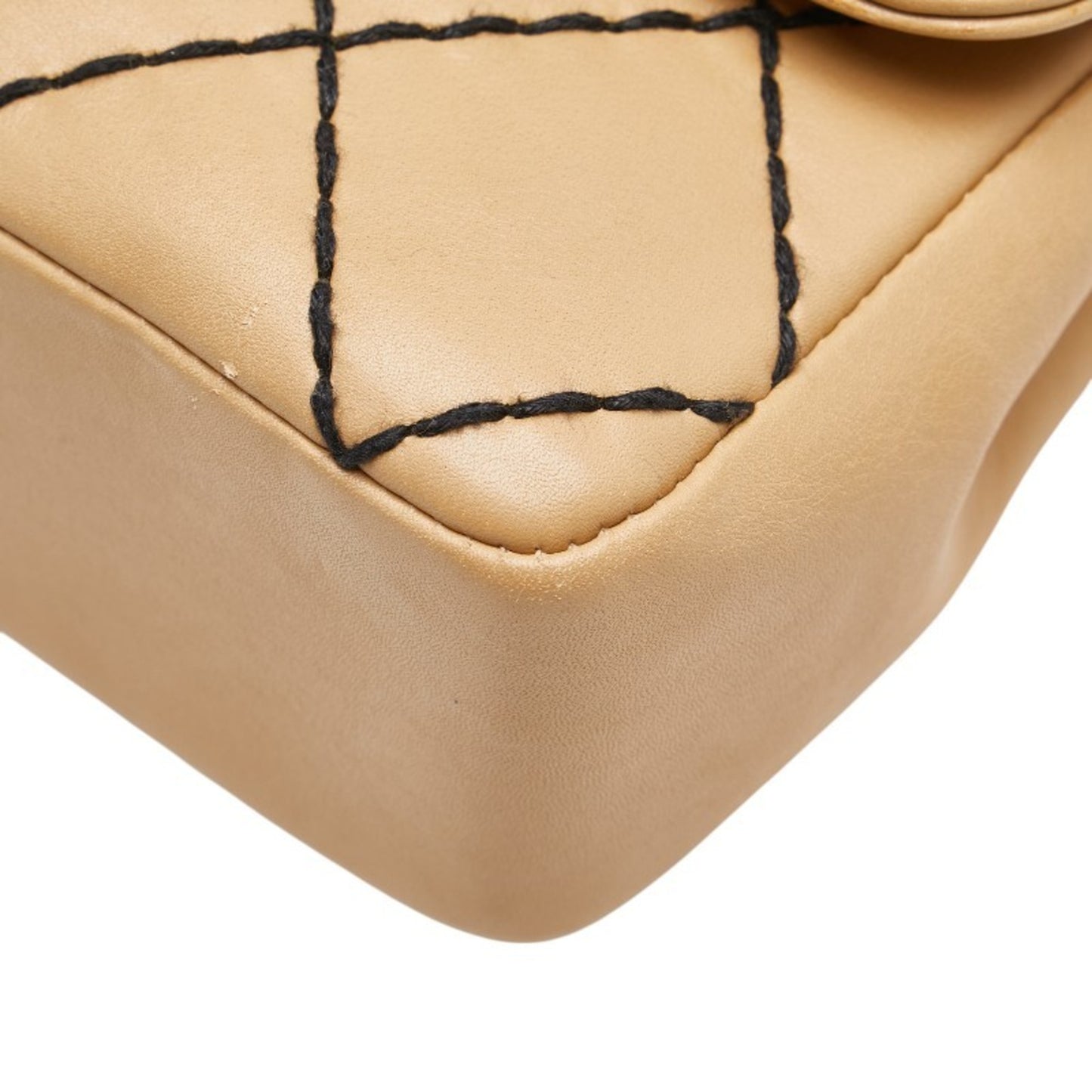 Chanel Coco Mark Matelasse Wild Stitch Chain Shoulder Bag In Beige Lambskin