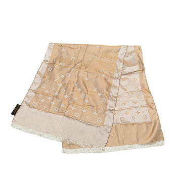 Louis Vuitton Monogram Scarf Muffler Beige Silk