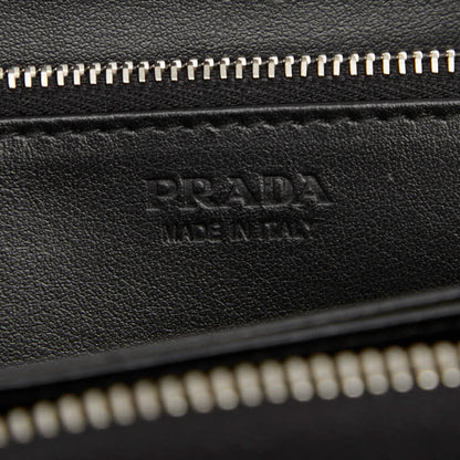 Prada Logo Long Wallet With Round Zipper