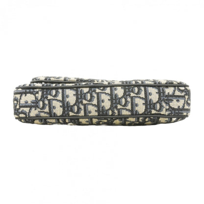 Christian Dior Trotter Saddle Canvas Shoulder Bag In Navy