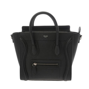Celine Luggage Nano 2-Way Black 189243 Women'S Drummed Calfskin Handbag