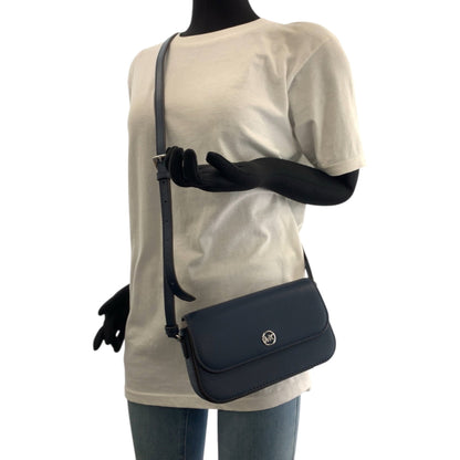 Michael Kors Logo Navy Silver Hardware Leather 35F4Stvc1L Shoulder Bag Pochette