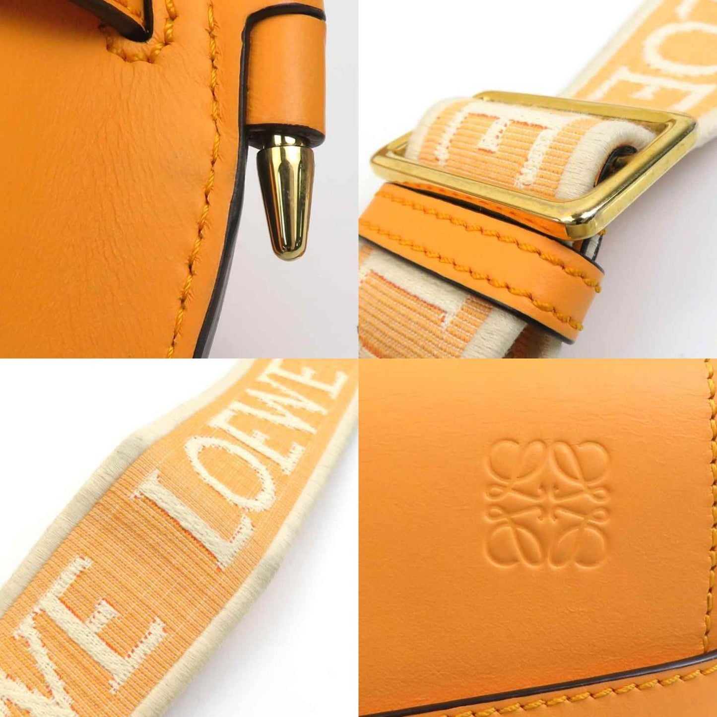 Loewe Gate Dual Mini Shoulder Bag In Orange Leather
