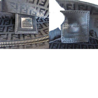 Fendi Handbag Zucchino Canvas Leather Black