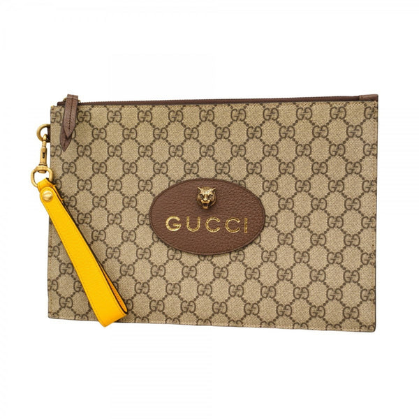 Gucci Gg Supreme Clutch Bag 473956 Brown