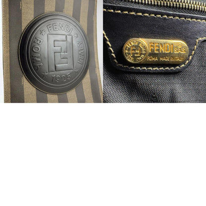 Fendi Fendi Shoulder Bag Pecan Coated Canvas Brown X Black