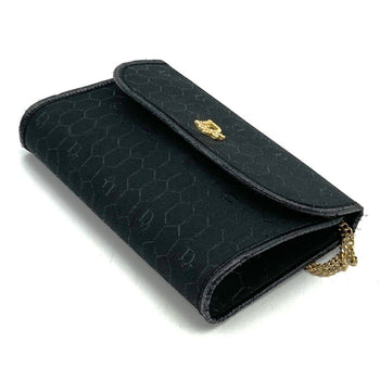 Christian Dior Dior Shoulder Bag Chain Black Gold Canvas