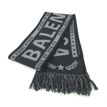 Balenciaga Logo Fringe Scarf Wool Acrylic