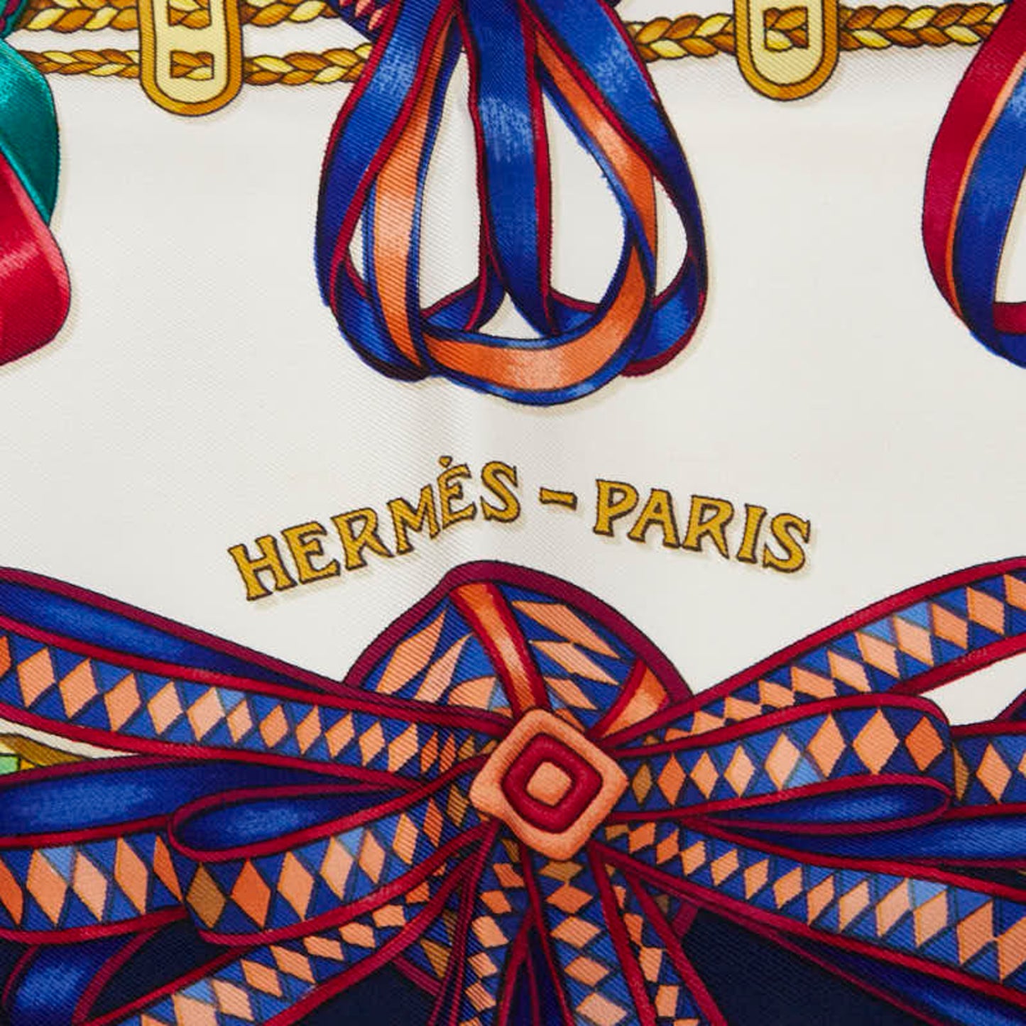 Hermes Herms Carr 90 "Les Rubans Du Cheval" Horse Ribbon Scarf