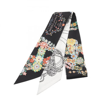 Hermes Herms Twilly Brides De Gala En Fleurs Silk Scarf For Women In Black