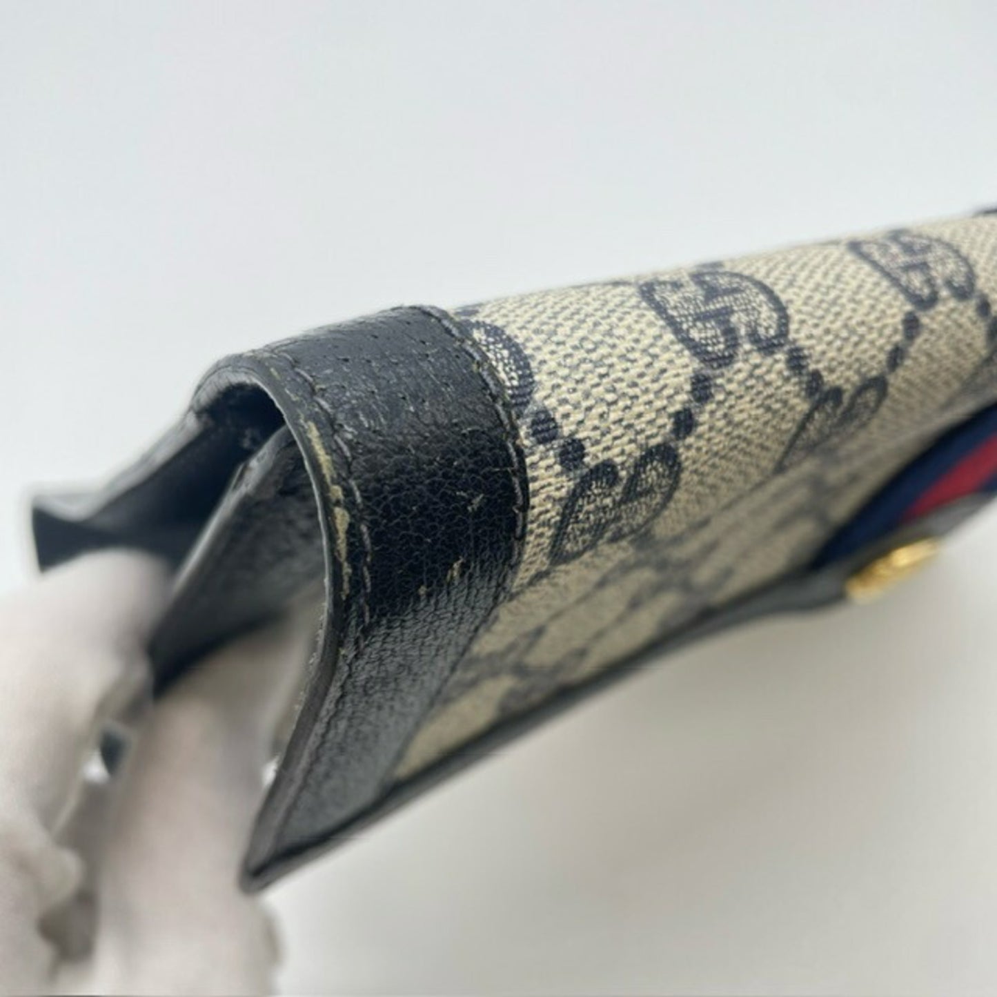 Gucci 001 019 Clutch Bag/Second Bag Navy Sherry Line Gg Supreme Canvas