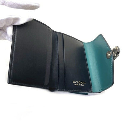 Bvlgari Serpenti Forever Green Snakehead Tri-Fold Wallet