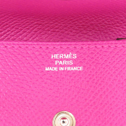 Hermes Herms Vin Quatre Epsom Rose Purple Coin Case Wallet 0574