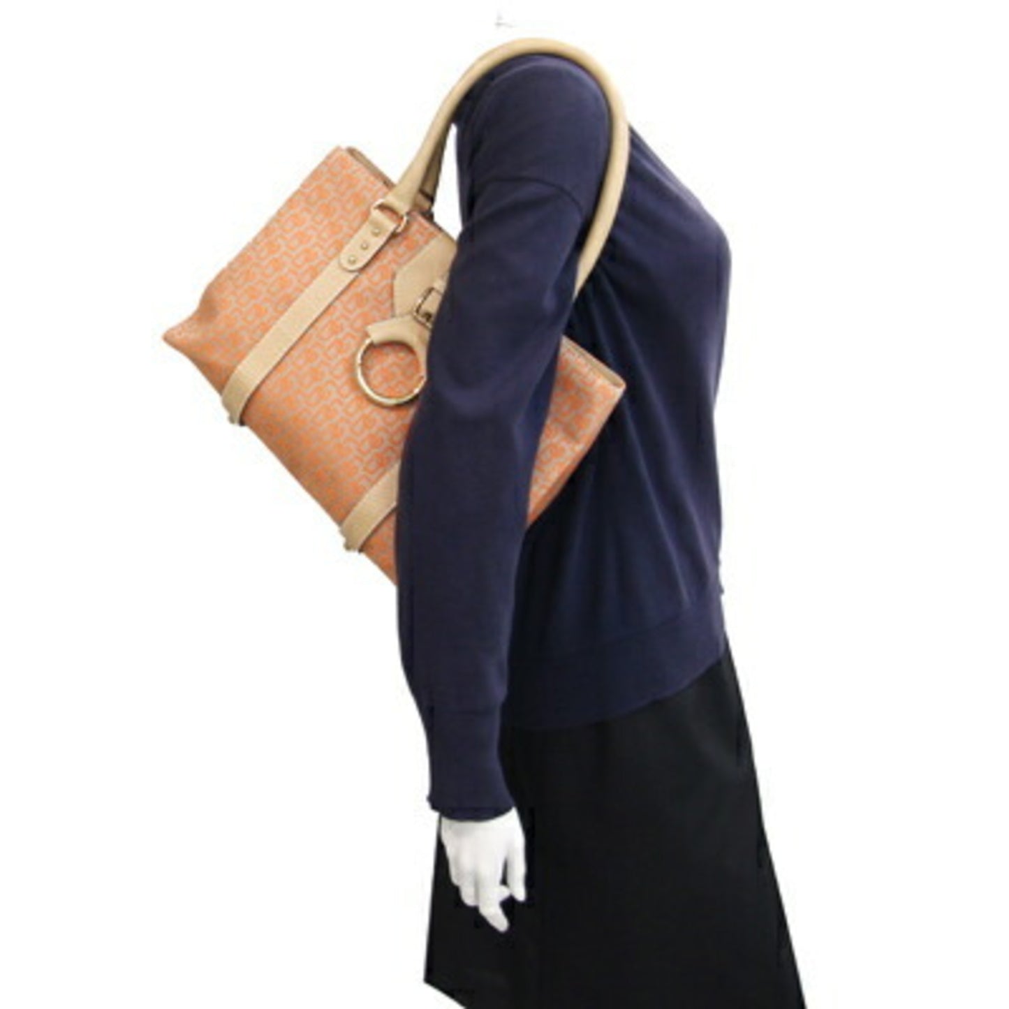 Dolce & Gabbana Tote Bag Orange Beige Canvas Leather D&G