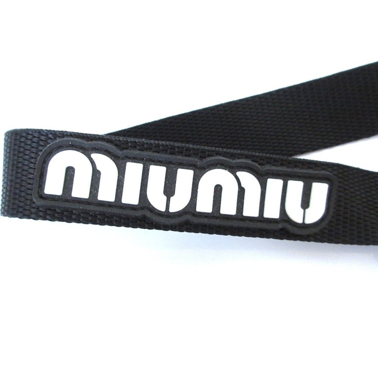 Miu Miu Miu Trick Carabiner Shoulder Strap Keychain In Black