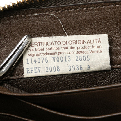 Bottega Veneta Intrecciato Round Long Wallet Brown Leather