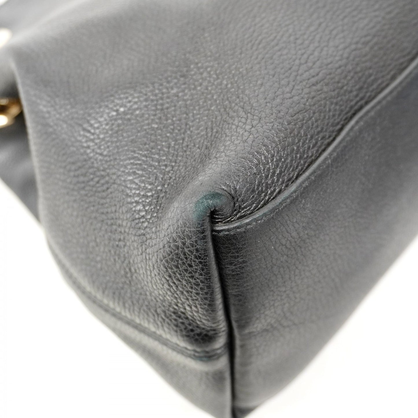 Gucci Soho Shoulder Bag 308982 Leather Black Champagne