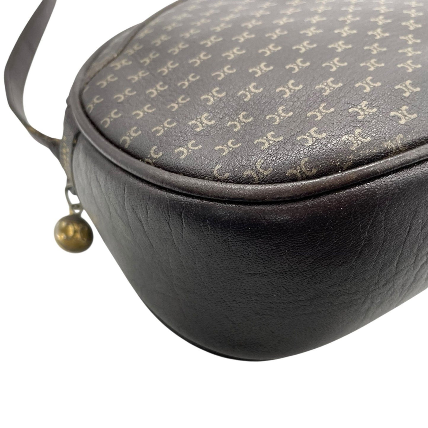 Celine Old Celine Macadam Triomphe Shoulder Bag In Brown Leather With Gold Hardware