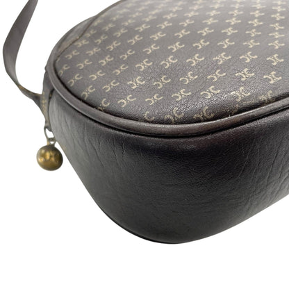 Celine Old Celine Macadam Triomphe Shoulder Bag In Brown Leather With Gold Hardware