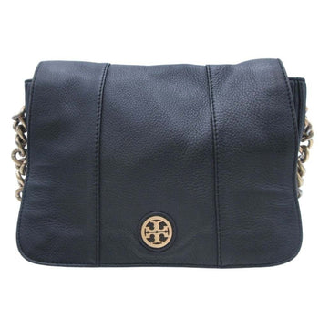 Tory Burch Tory Burch Logo Plate Leather Chain Shoulder Bag Flap Black