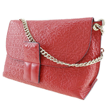 Loewe Avenue Shoulder Bag Repeat Anagram Chain Calf Made In Spain Red Crossbody A5 Magnetic Type