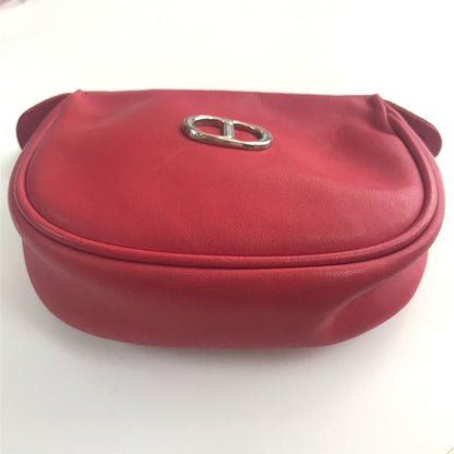Christian Christian Dior Cdhardware Bag Crossbody Shoulder Bag Red Silverhardware