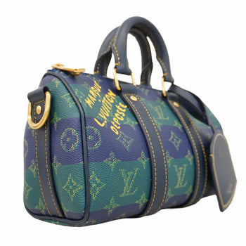Louis Vuitton Monogram Heritage Keepall Bandouliere 25 Handbag M25786 Blue Stripe 2-Way Bag