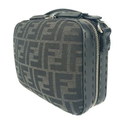 Fendi Zucca Mini Shoulder Bag 7Va552 Grey Black Canvas Leather