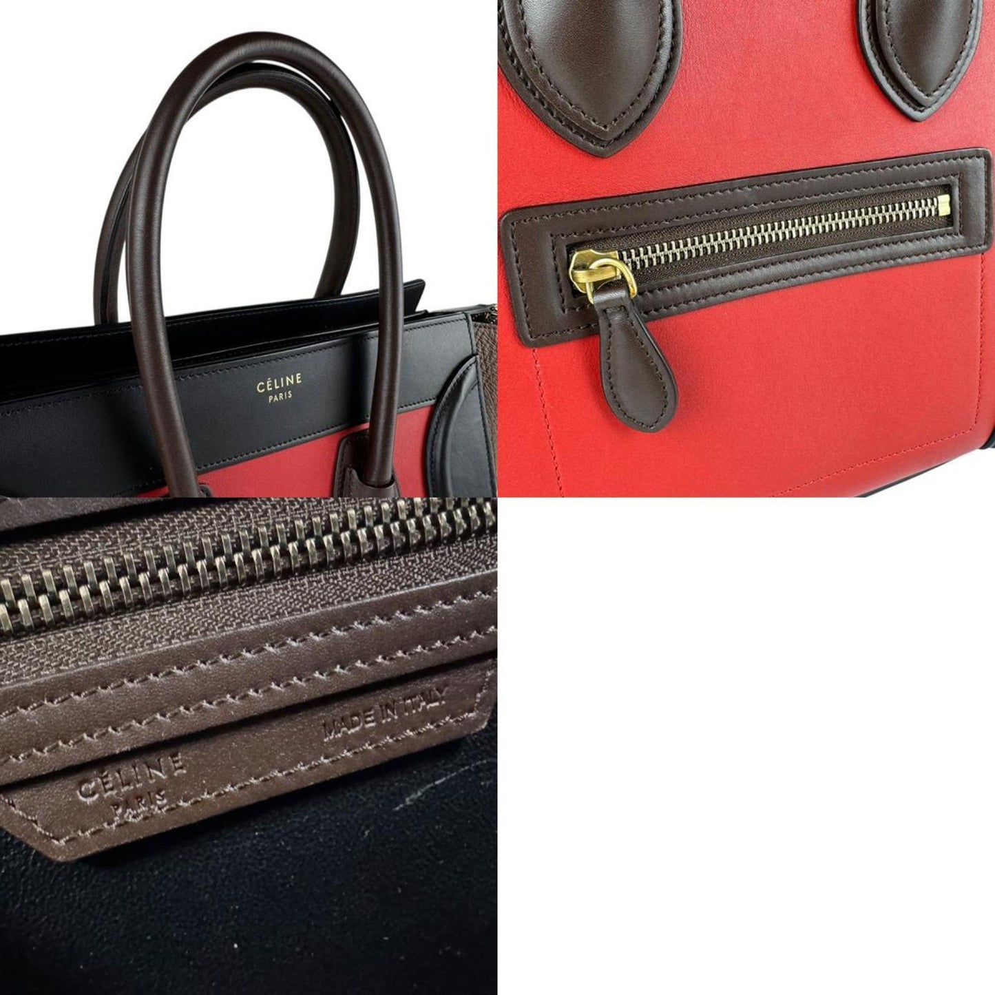 Celine Luggage Micro Shopper Handbag In Red