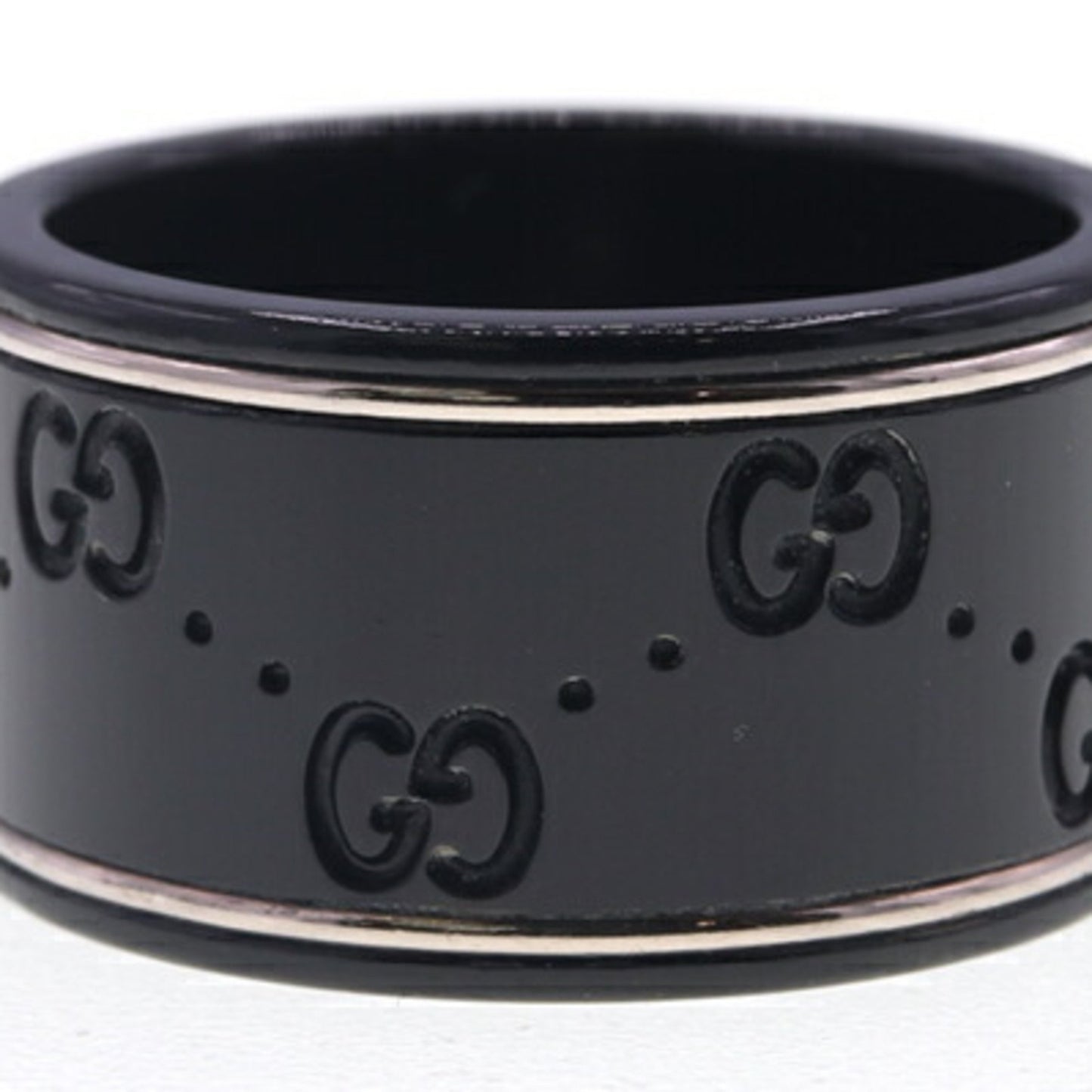 Gucci Ring Icon 225976 Black Silver Au750 Synthetic Corundum Size 19/Us9 Gg