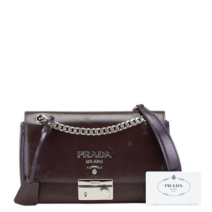 Prada Saffiano Chain Crossbody Shoulder Bag 1Bd147 Purple Enamel